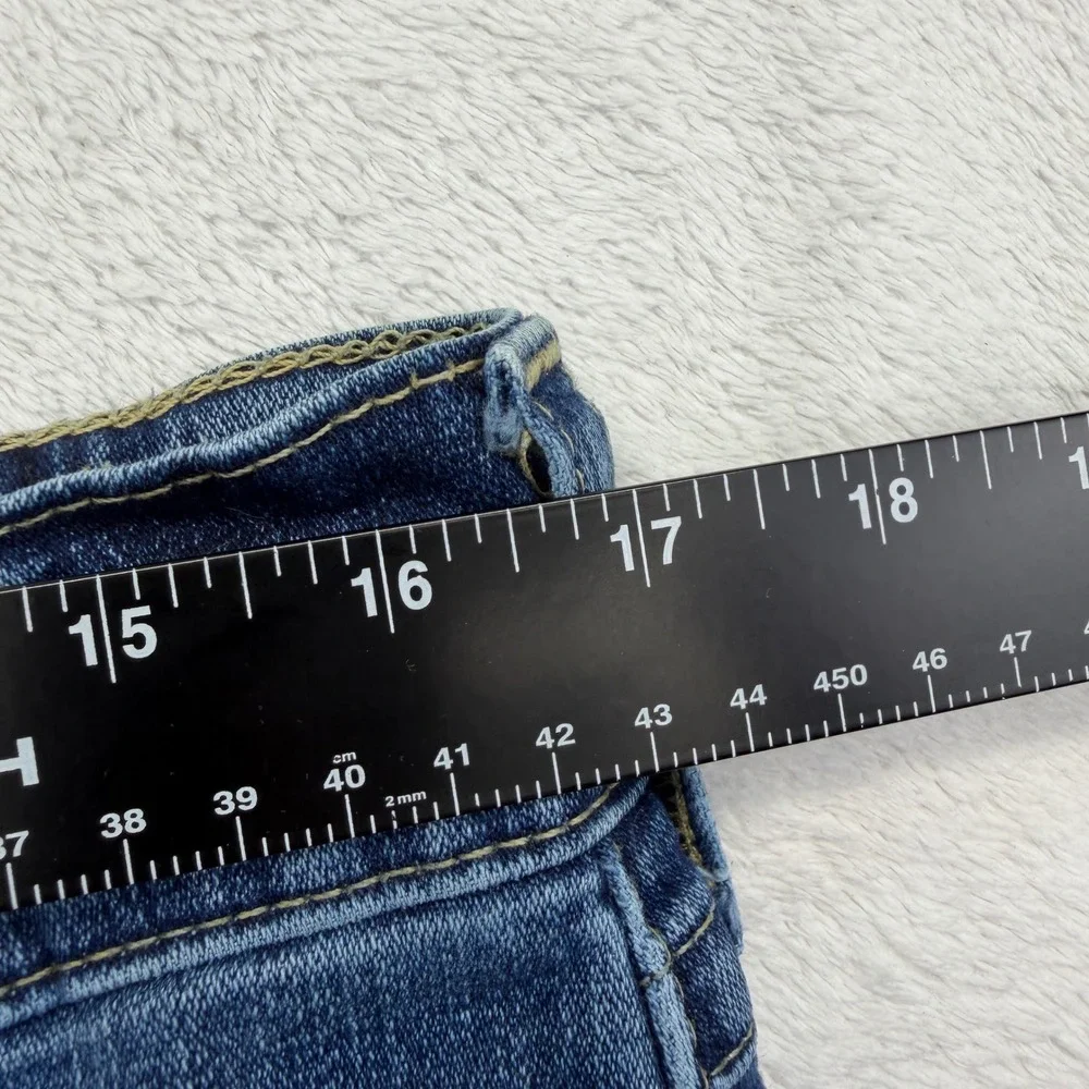 True Religion Rocco Jeans 33x34 Blue Relaxed Skinny Wave Runner Denim Flaps